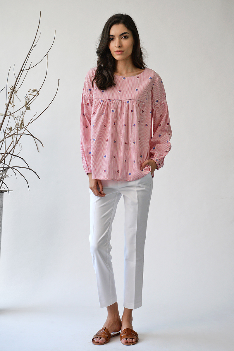 Floribunda rose peasant top